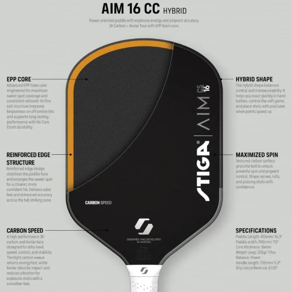 Фото - Ракетка для пиклбола Stiga AIM CS 16 Hybrid (3203-0116-02)